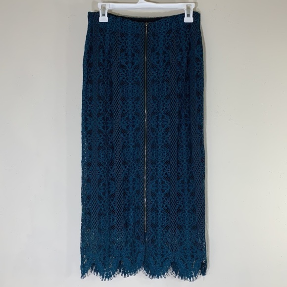 NWT. Chico’s Black Label 00 (US XS/2) Striking Teal Lace Maxi Skirt. - Picture 9 of 11